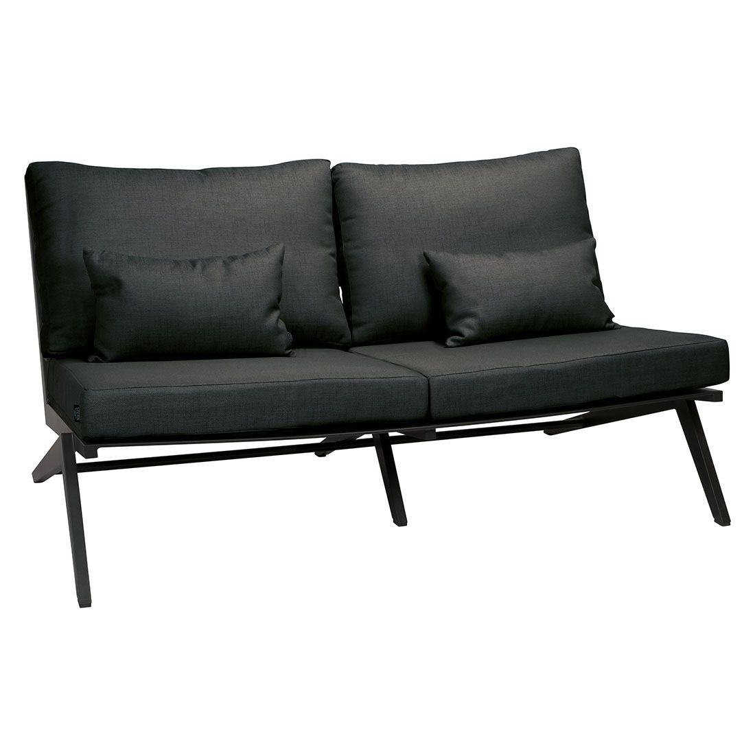 Hagesofa Jackie aluminium/polyakryl 145 cm svart forfra