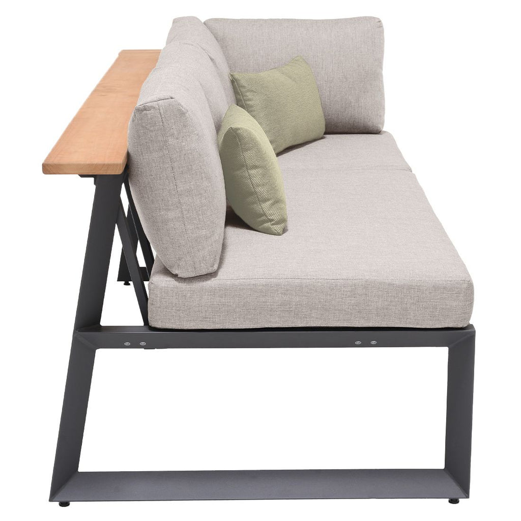 Detalj av stoff på Hagesofa Jimmy med regulerbar rygg aluminium olefin