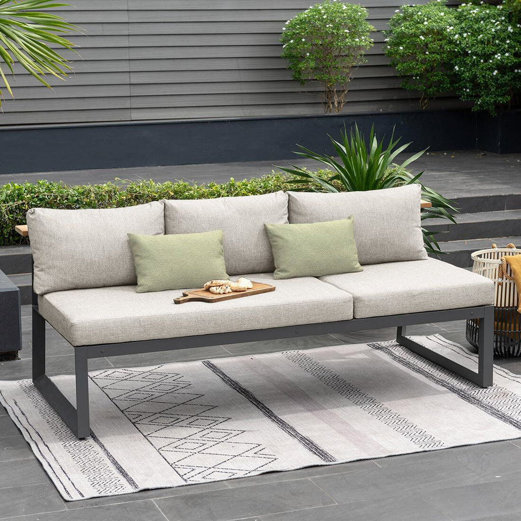 Hagesofa Jimmy aluminium/olefin 200 cm forfra