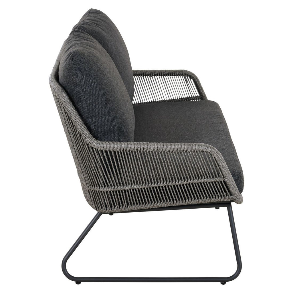 Hagesofa Kansas aluminium/flettverk 145 cm med puter