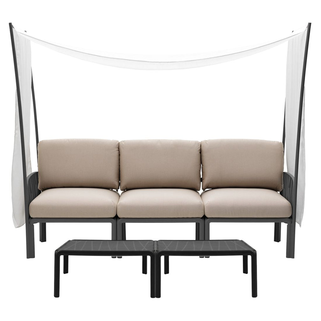 Montert Hagesofa Komodo med solskjerm plast/Sunbrella i hage