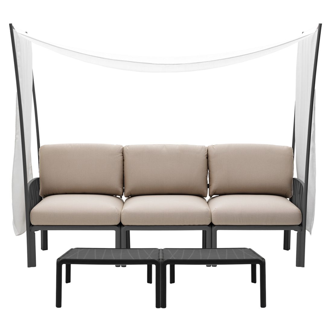 Montert Hagesofa Komodo med solskjerm plast/Sunbrella i hage
