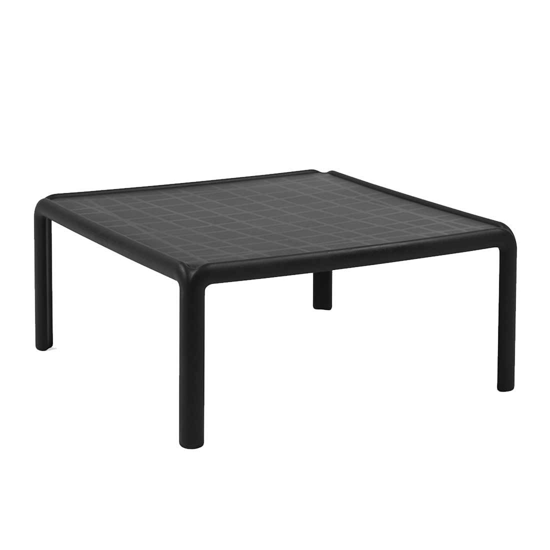 Sammenstilling av bord og sofa i Hagesofa Komodo med solskjerm plast/Sunbrella
