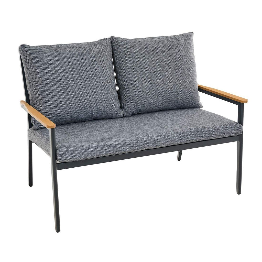 Hagesofa Liguria aluminium og flettverk bakside