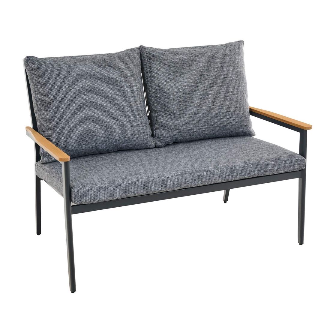 Hagesofa Liguria aluminium og flettverk bakside