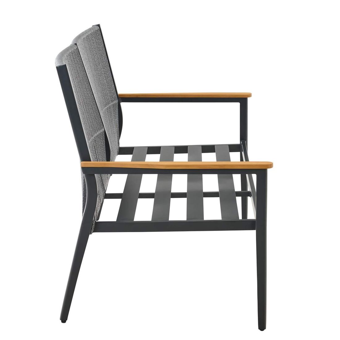 Hagesofa Liguria aluminium og flettverk sideprofil