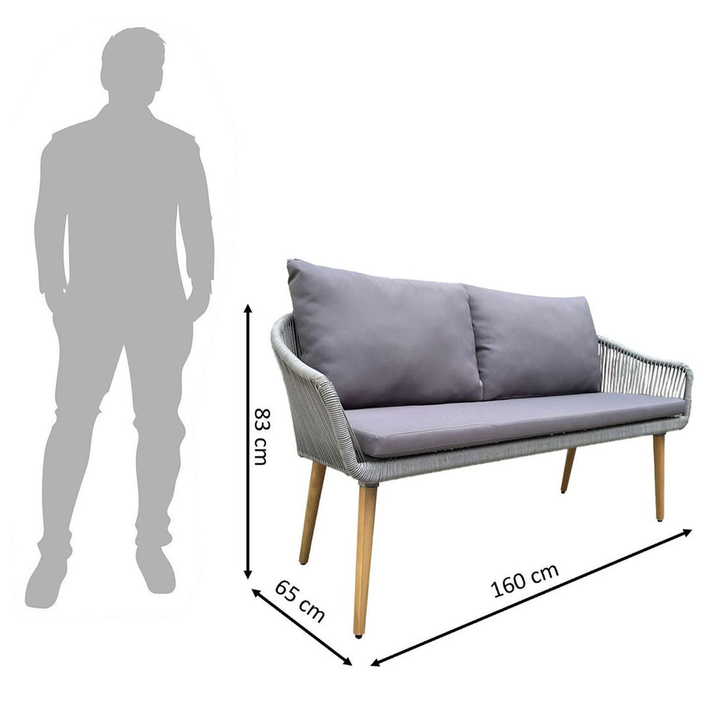 Detaljbilde av tau på Hagesofa Lille akasie tau polyester 160 cm