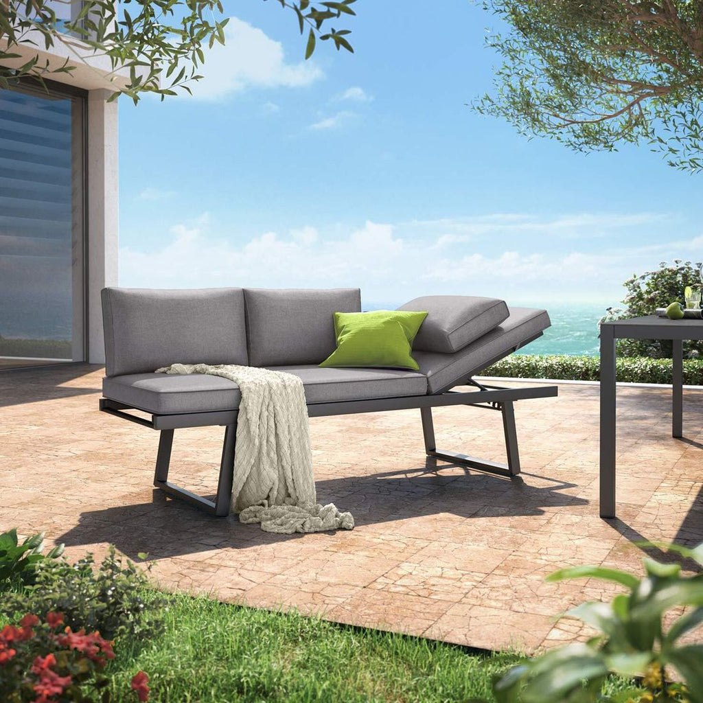 Hagesofa Lucca aluminium/olefin 200 cm - OUTLIV.