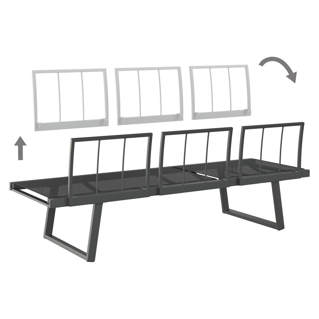 Hagesofa Lucca aluminium/olefin 200 cm nærbilde av ramme