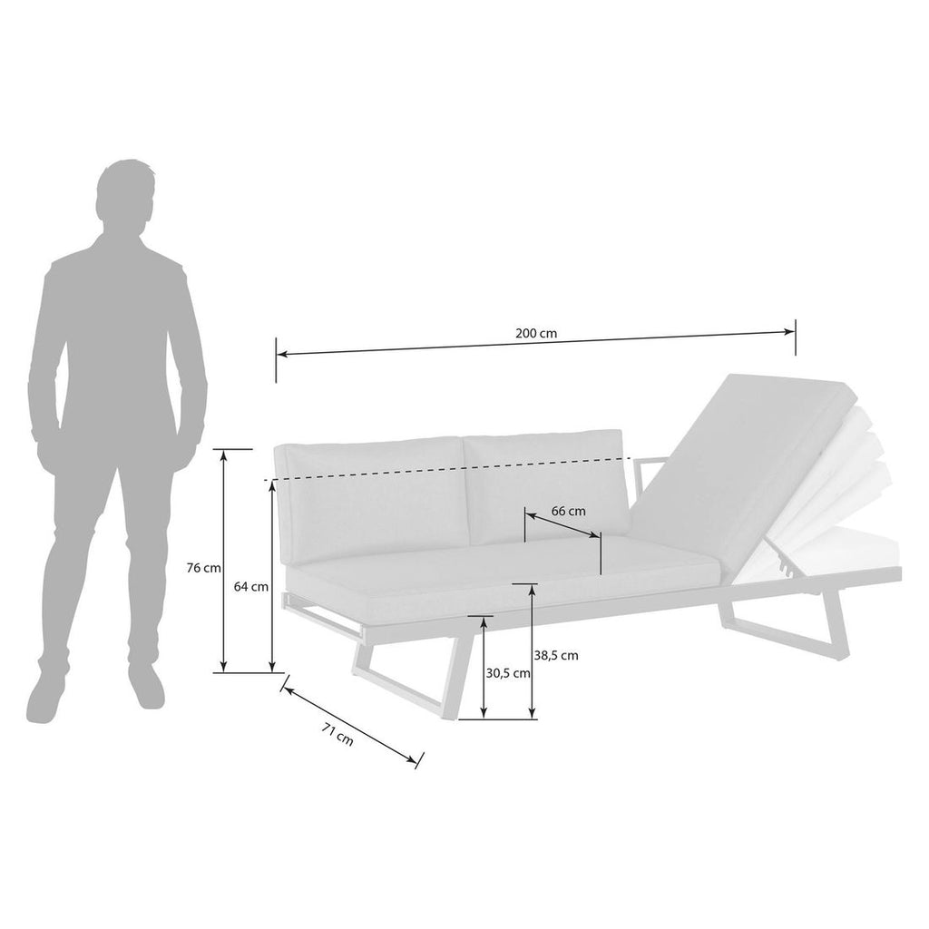 Detalj av Olefin stoff på Hagesofa Lucca aluminium/olefin 200 cm antrasitt