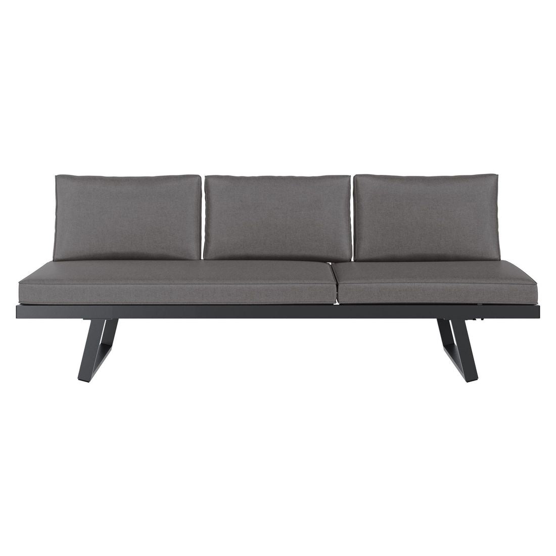 Detalj av polstring på Hagesofa Lucca aluminium/olefin 200 cm antrasitt