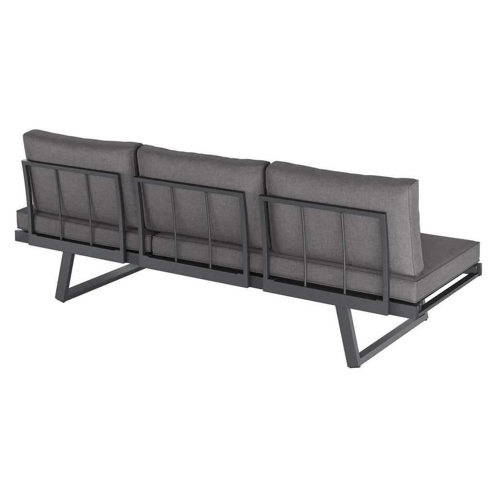Hagesofa Lucca aluminium/olefin 200 cm antrasitt i hageomgivelse