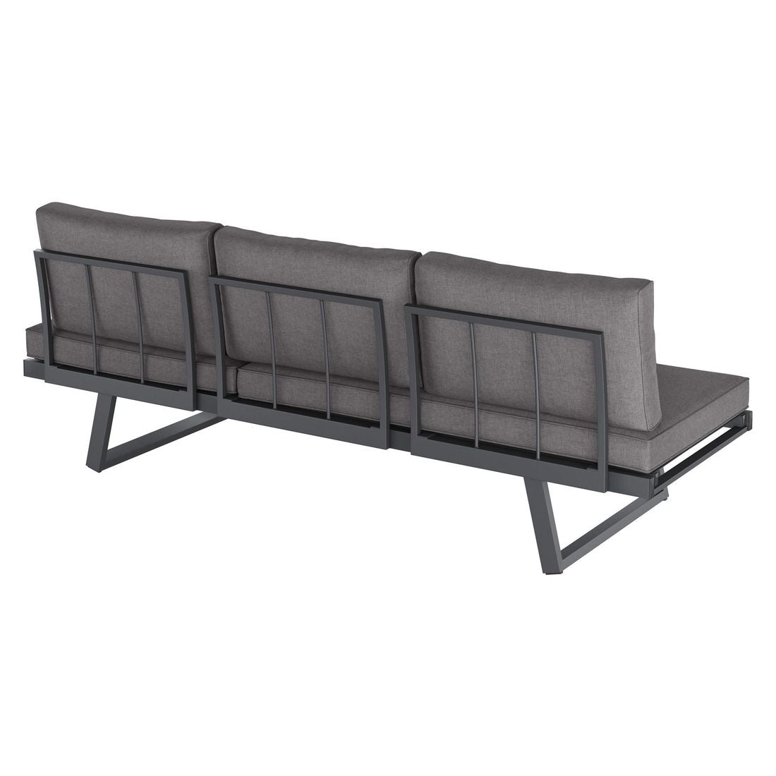 Hagesofa Lucca aluminium/olefin 200 cm antrasitt i hageomgivelse