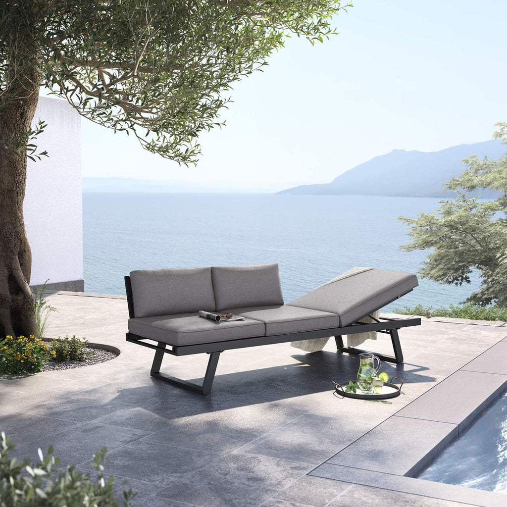 Hagesofa Lucca aluminium polyester 200 cm antrasitt forfra