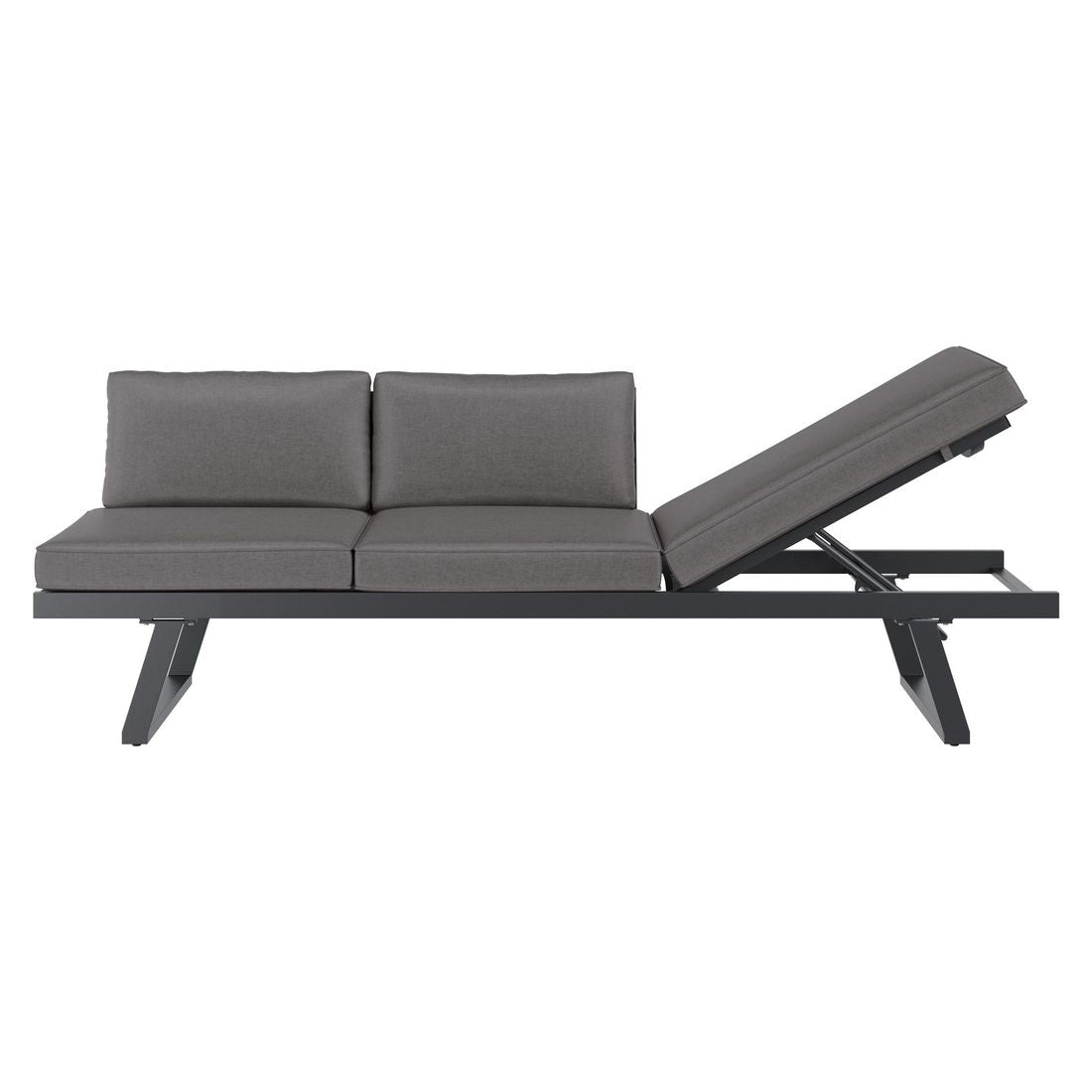 Hagesofa Lucca aluminium/polyester 200 cm antrasitt - OUTLIV.