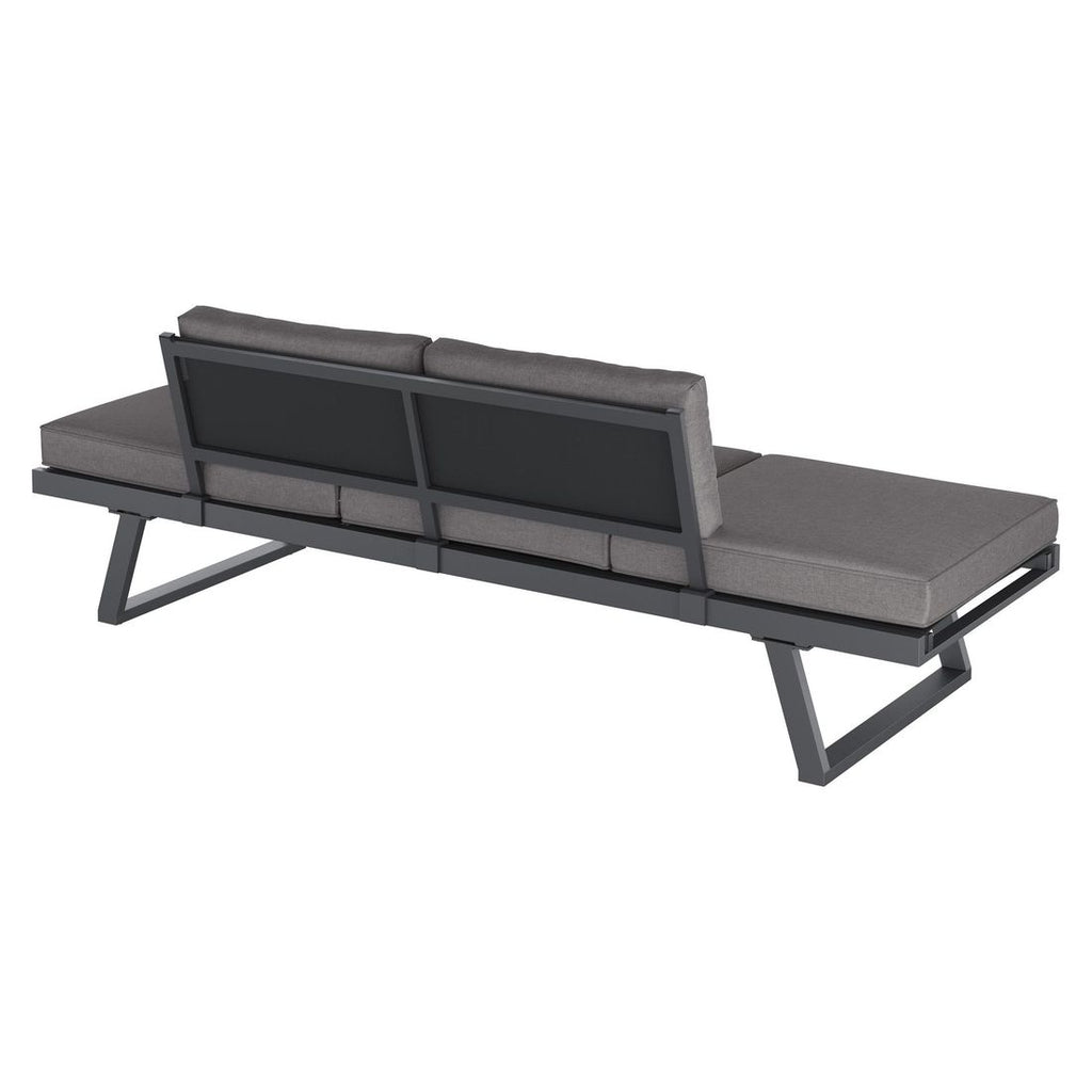 Hagesofa Lucca aluminium/polyester 200 cm antrasitt - OUTLIV.