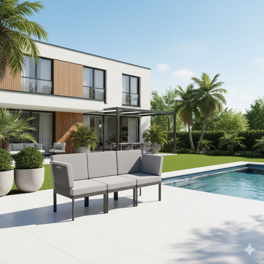 Hagesofa Lugo aluminium/Sunproof antrasitt bakside