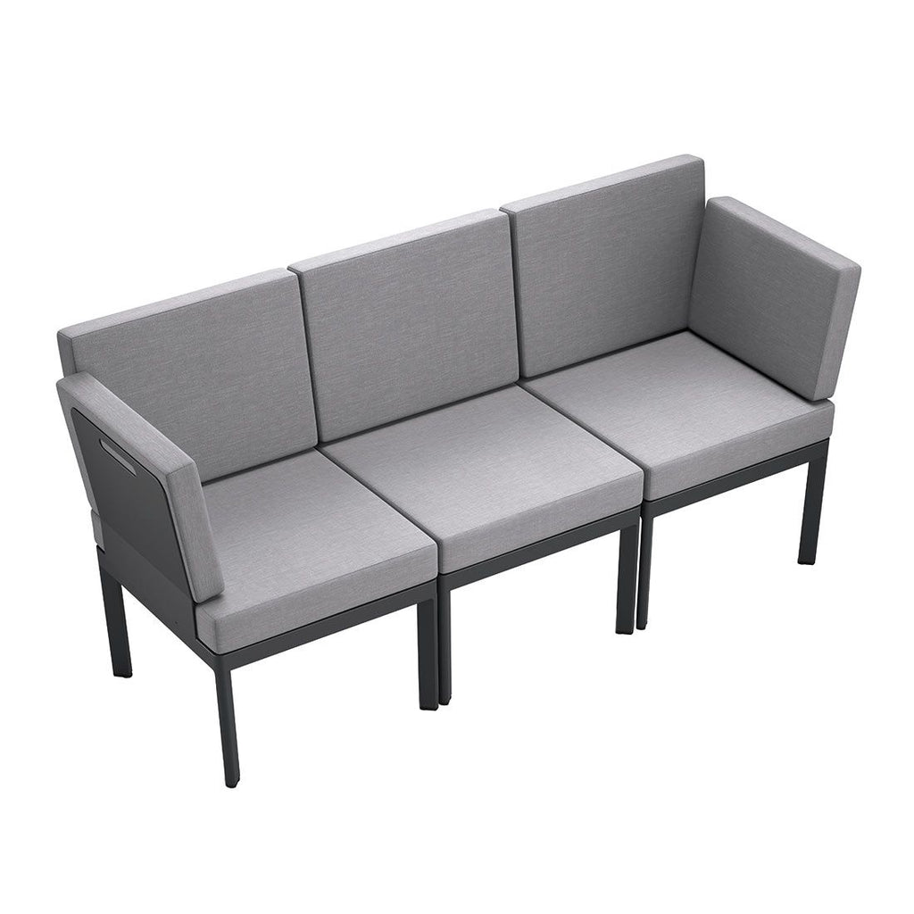 Nærbilde av Hagesofa Lugo aluminium/Sunproof antrasitt stoff og ramme