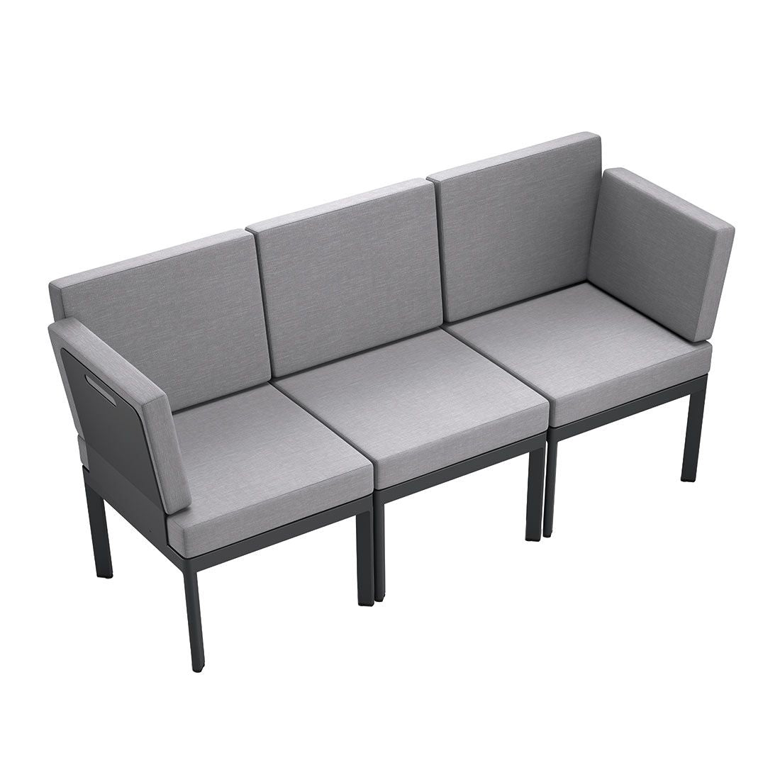 Nærbilde av Hagesofa Lugo aluminium/Sunproof antrasitt stoff og ramme
