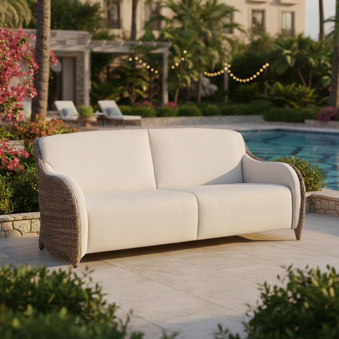 Hagesofa Luxor polyrotting 208 cm forfra