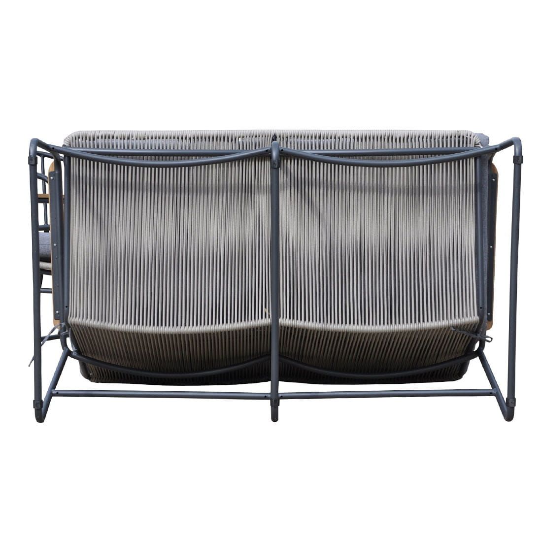 Montert hagesofa Maranello stål/tau 130 cm på terrasse
