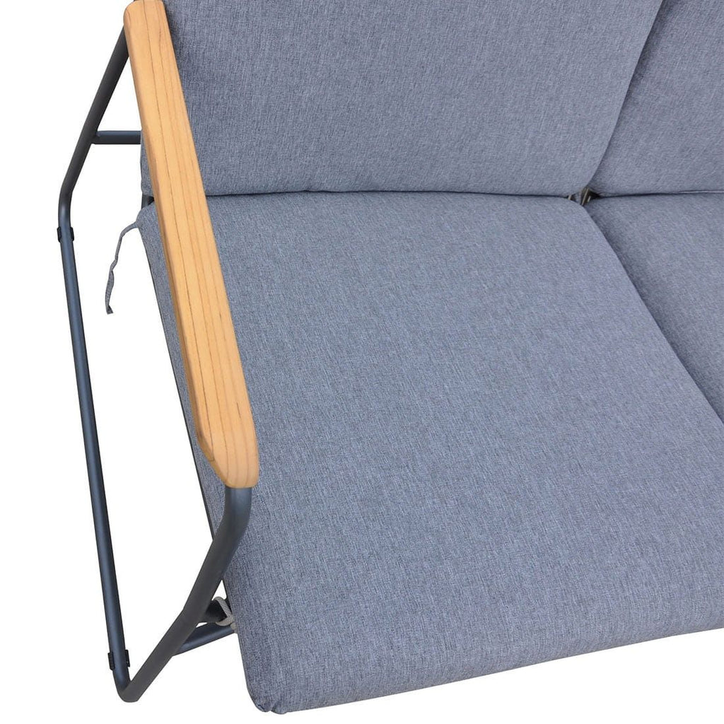 Hagesofa Maranello stål/tau 130 cm sideprofil
