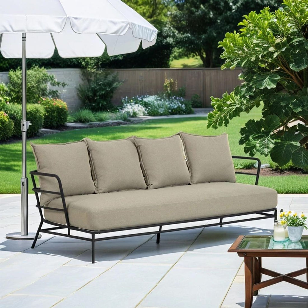 Hagesofa Mareluz stål/polyester 197x75 cm forfra