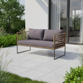 Hagesofa Maui stål/akasie 141x70 cm sett forfra