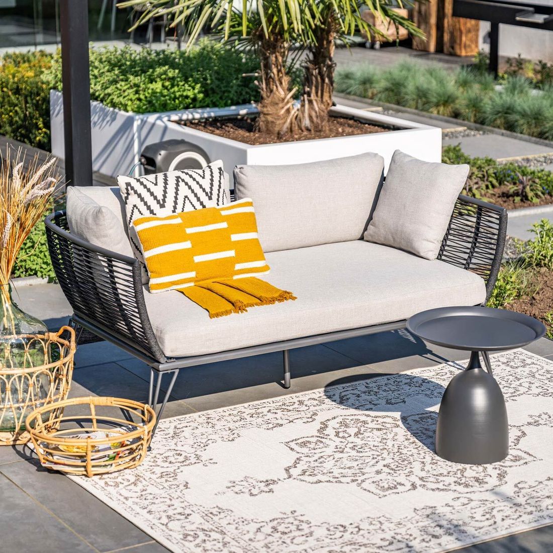 Hagesofa Melissa aluminium tau 175 cm forfra