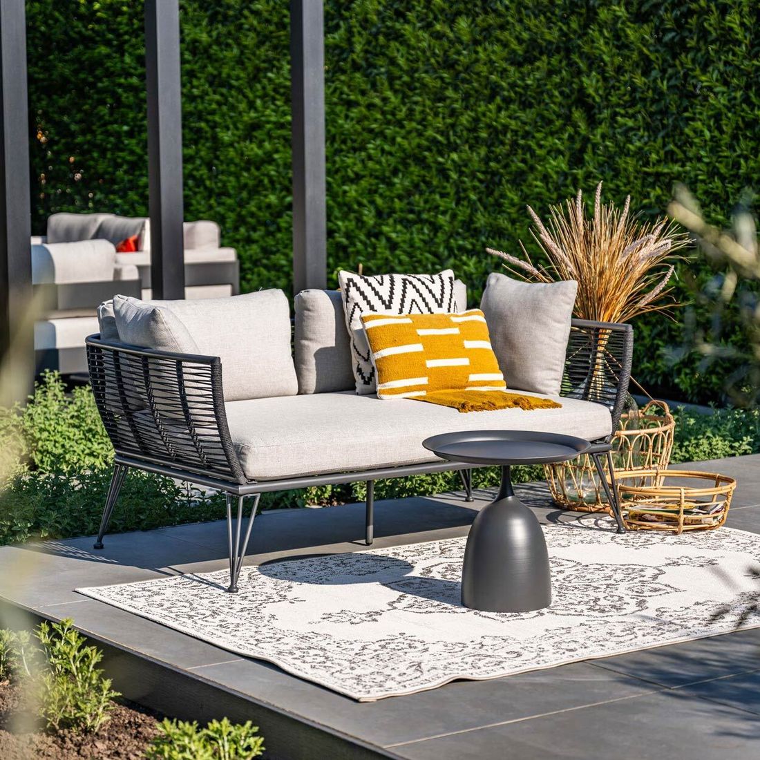 Hagesofa Melissa aluminium tau 175 cm detalj av tauverk