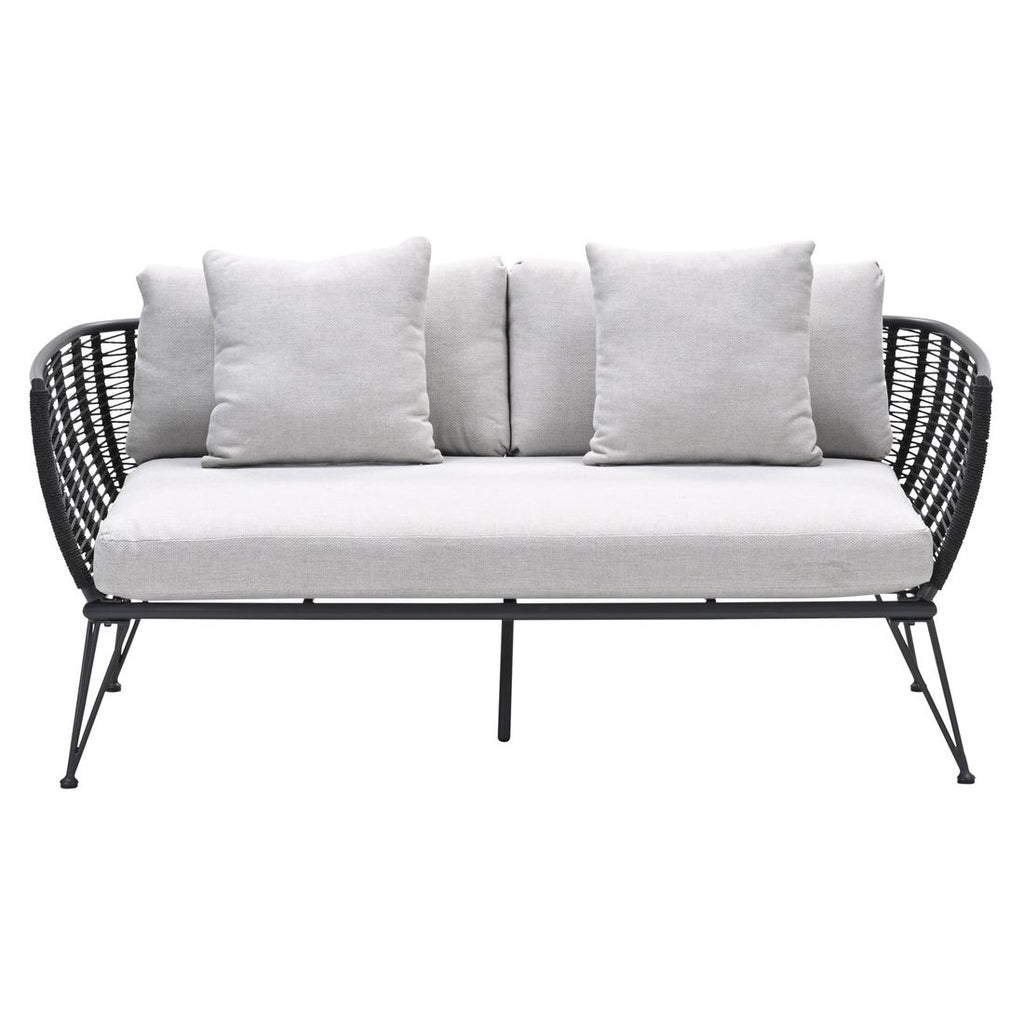 Montert Hagesofa Melissa aluminium tau 175 cm på terrasse