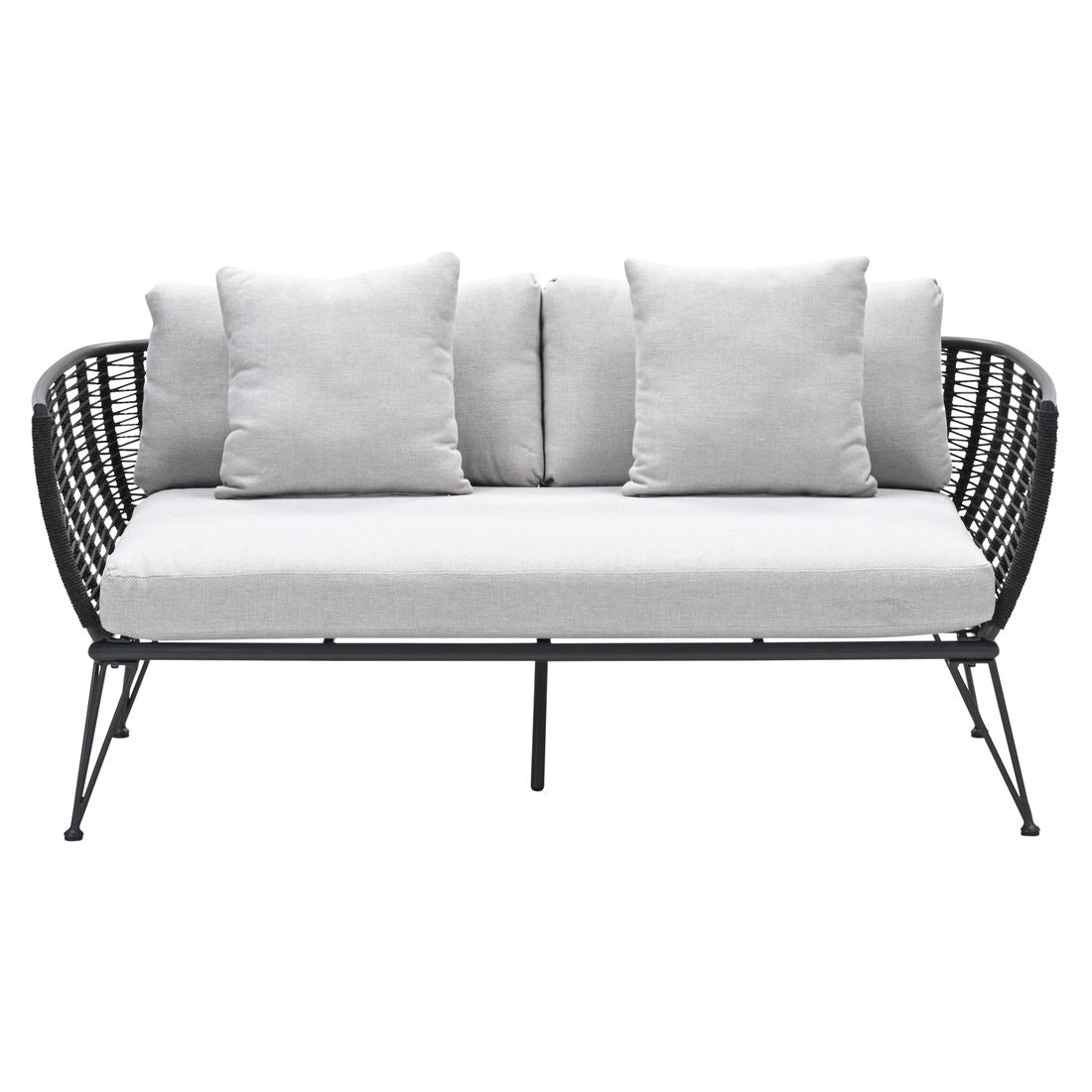 Montert Hagesofa Melissa aluminium tau 175 cm på terrasse