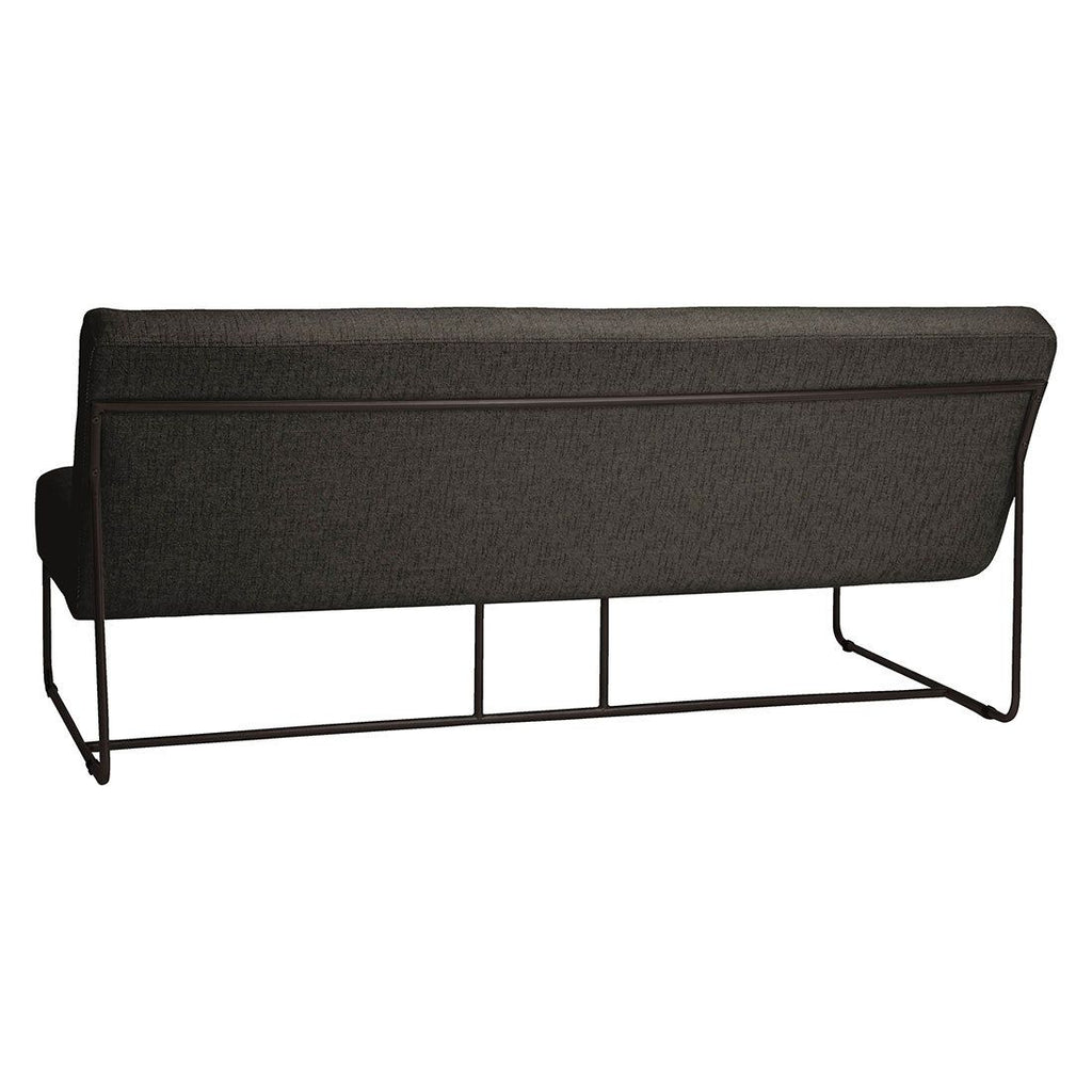 Detalj av stoff og ramme på Hagesofa Mia rustfritt stål/utestoff 160 cm