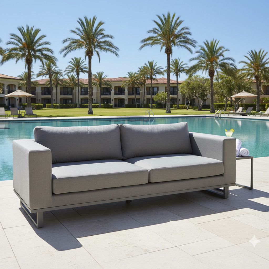 Hagesofa Miami aluminium/Sunbrella 220 cm forfra