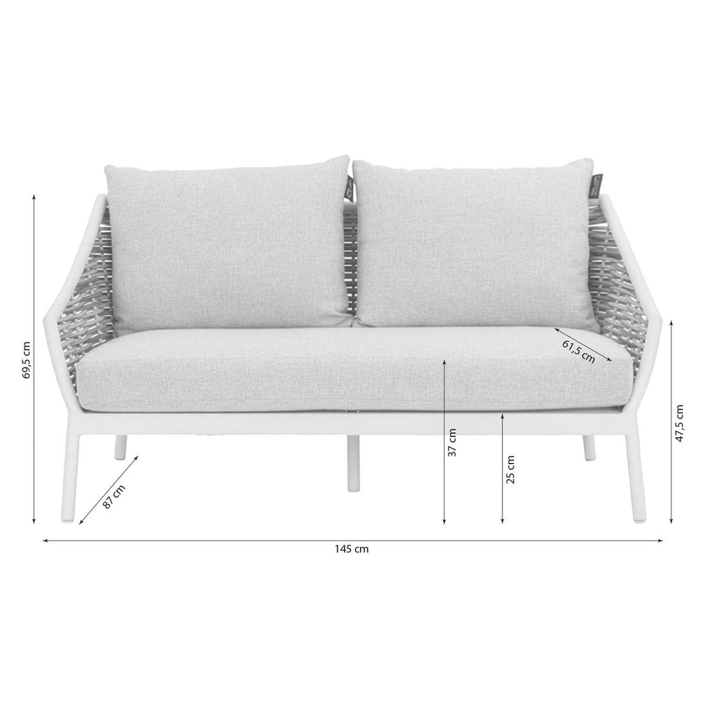 Hagesofa Milou aluminium/polyrotting 145 cm nærbilde av pute