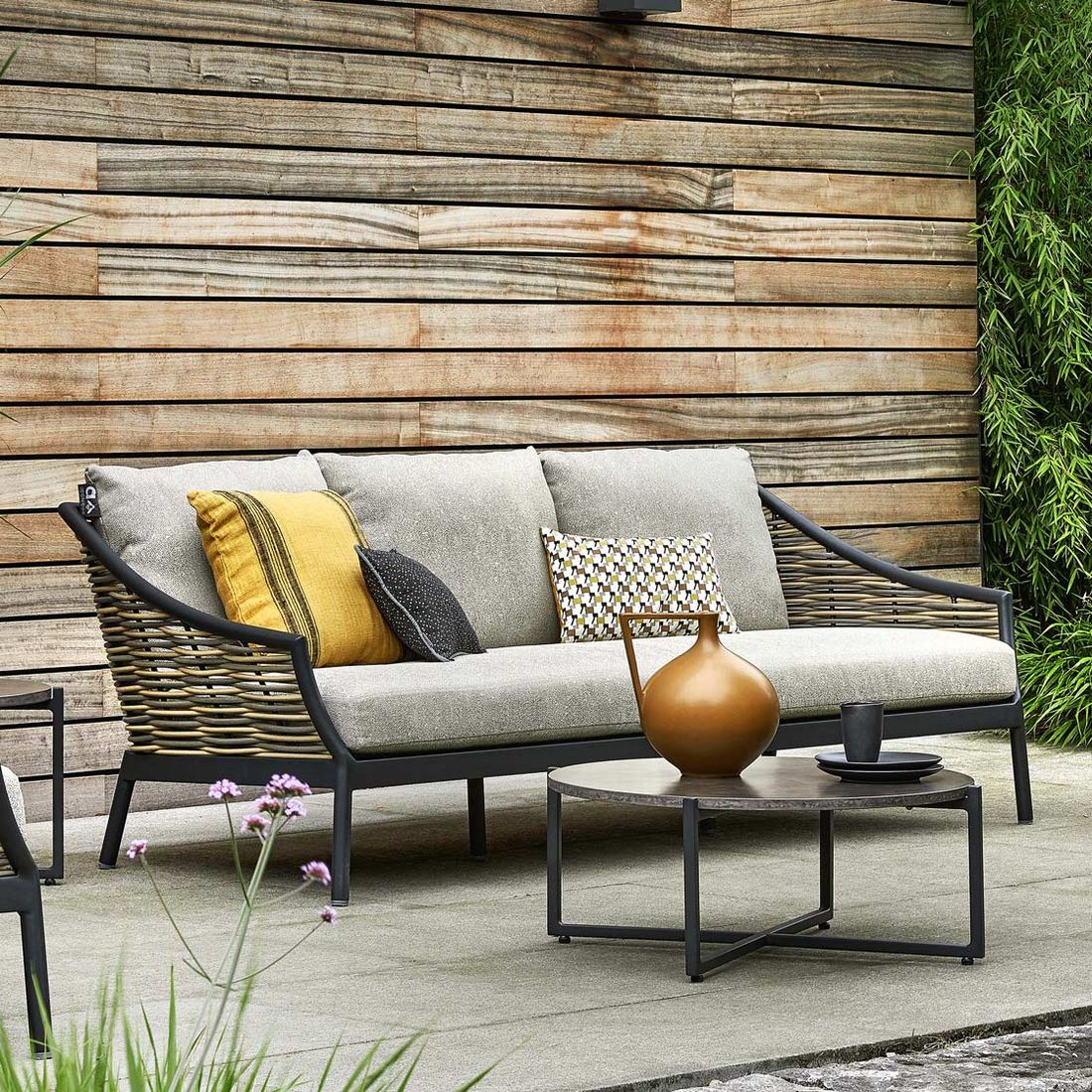 Hagesofa Milou aluminium/polyrotting 203 cm bakside