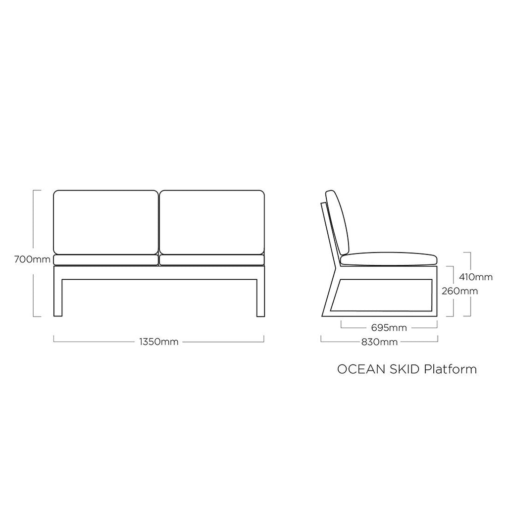 Detalj av tekstil på Hagesofa Ocean Skid Platform aluminium 135 cm antrasitt