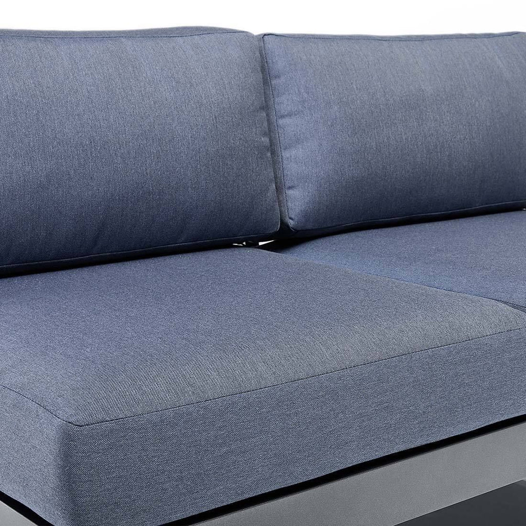 Hagesofa Ocean Skid Platform aluminium 135 cm antrasitt setemateriale detalj