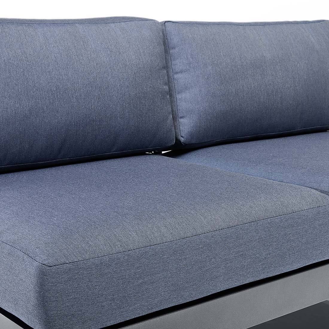 Hagesofa Ocean Skid Platform aluminium 135 cm antrasitt setemateriale detalj
