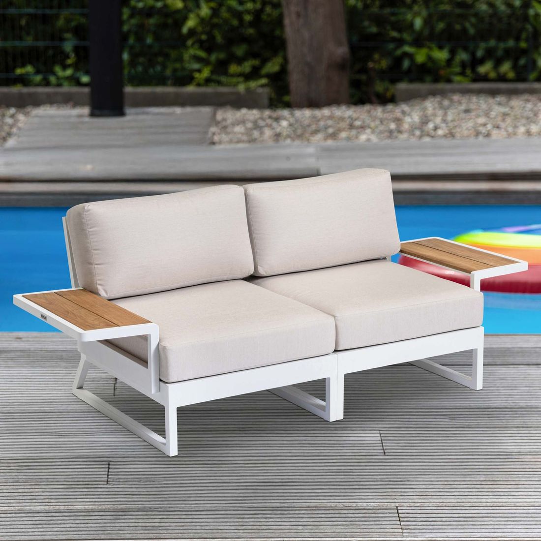 Hagesofa Ocean Skid Platform aluminium/Sunbrella 190 cm forfra