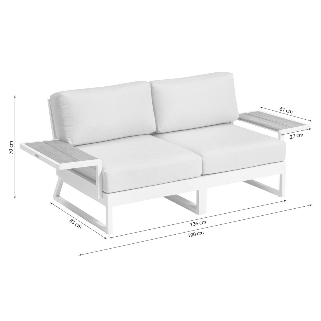 Detalj av stoff på Hagesofa Ocean Skid Platform aluminium/Sunbrella 190 cm