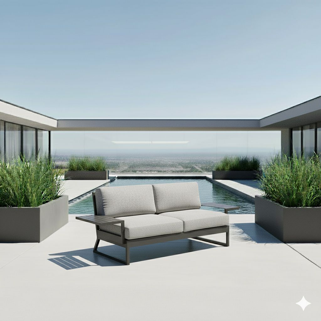Hagesofa Ocean Skid Platform aluminium olefin detalj av stoff