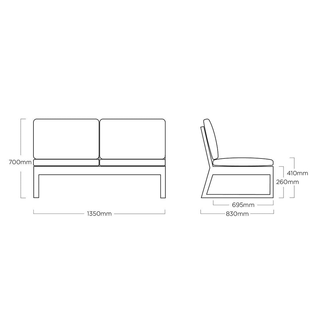 Hagesofa Ocean Skid Platform aluminium 257 cm tekstur detalj