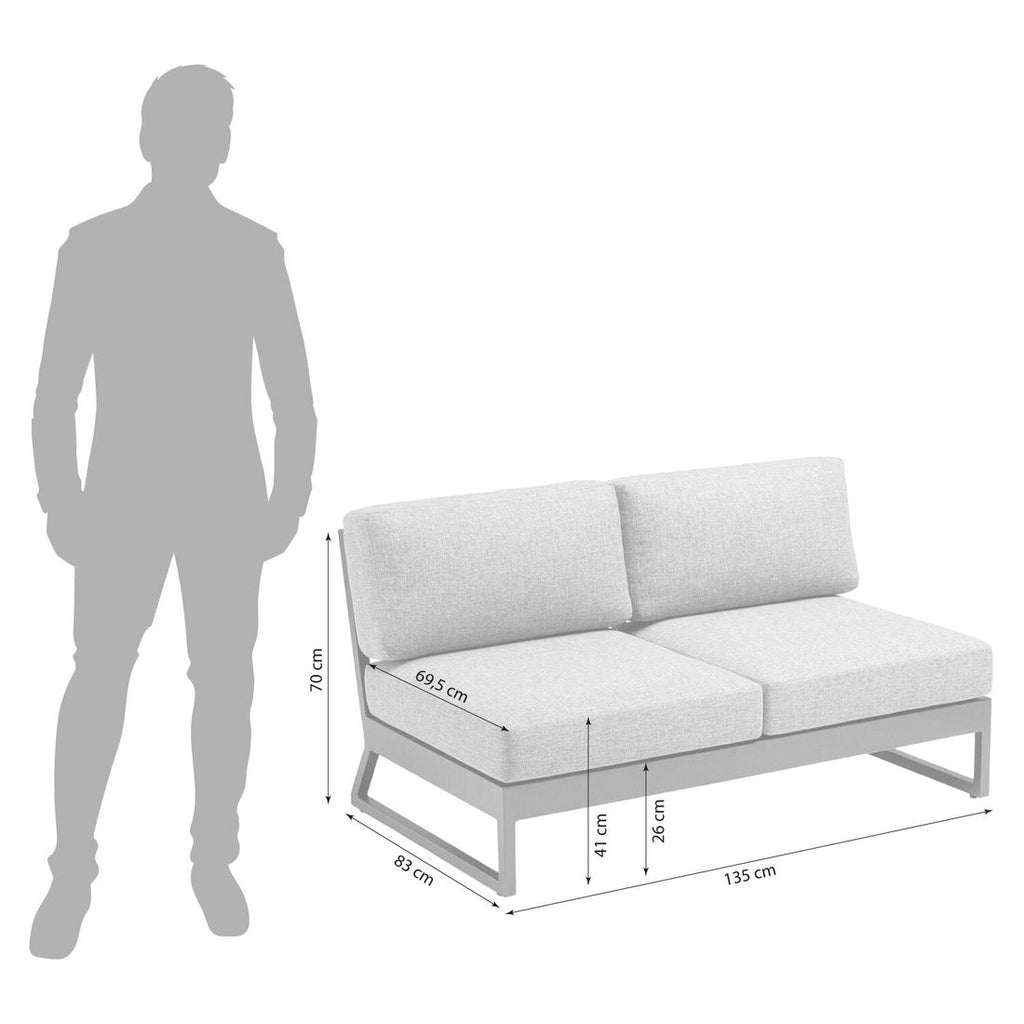 Hagesofa Ocean Skid Platform aluminium/olefin 135 cm sitteflate