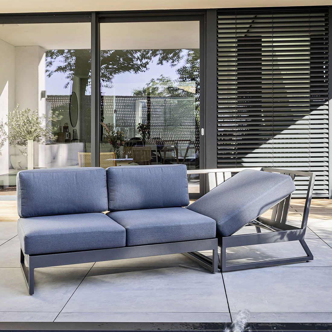 Hagesofa Ocean Skid Platform justerbar aluminium 218 cm - Kettler forfra