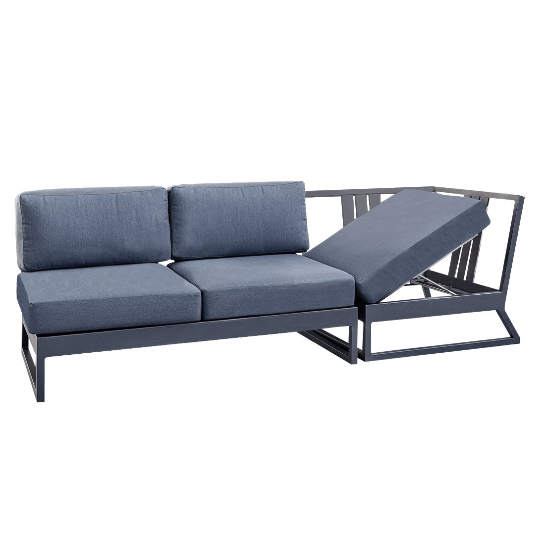 Hagesofa Ocean Skid Platform justerbar aluminium 218 cm - Kettler bakside
