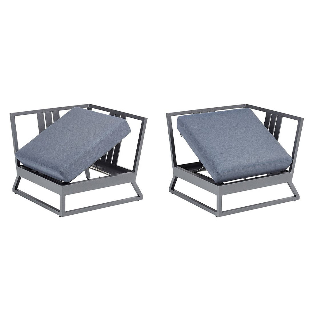 Hagesofa Ocean Skid Platform justerbar aluminium 218 cm - Kettler sittepute og rygg