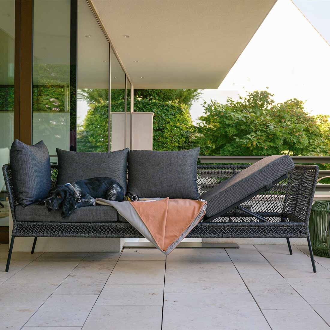 Hagesofa Odea justerbar aluminium/tau 244 cm forfra