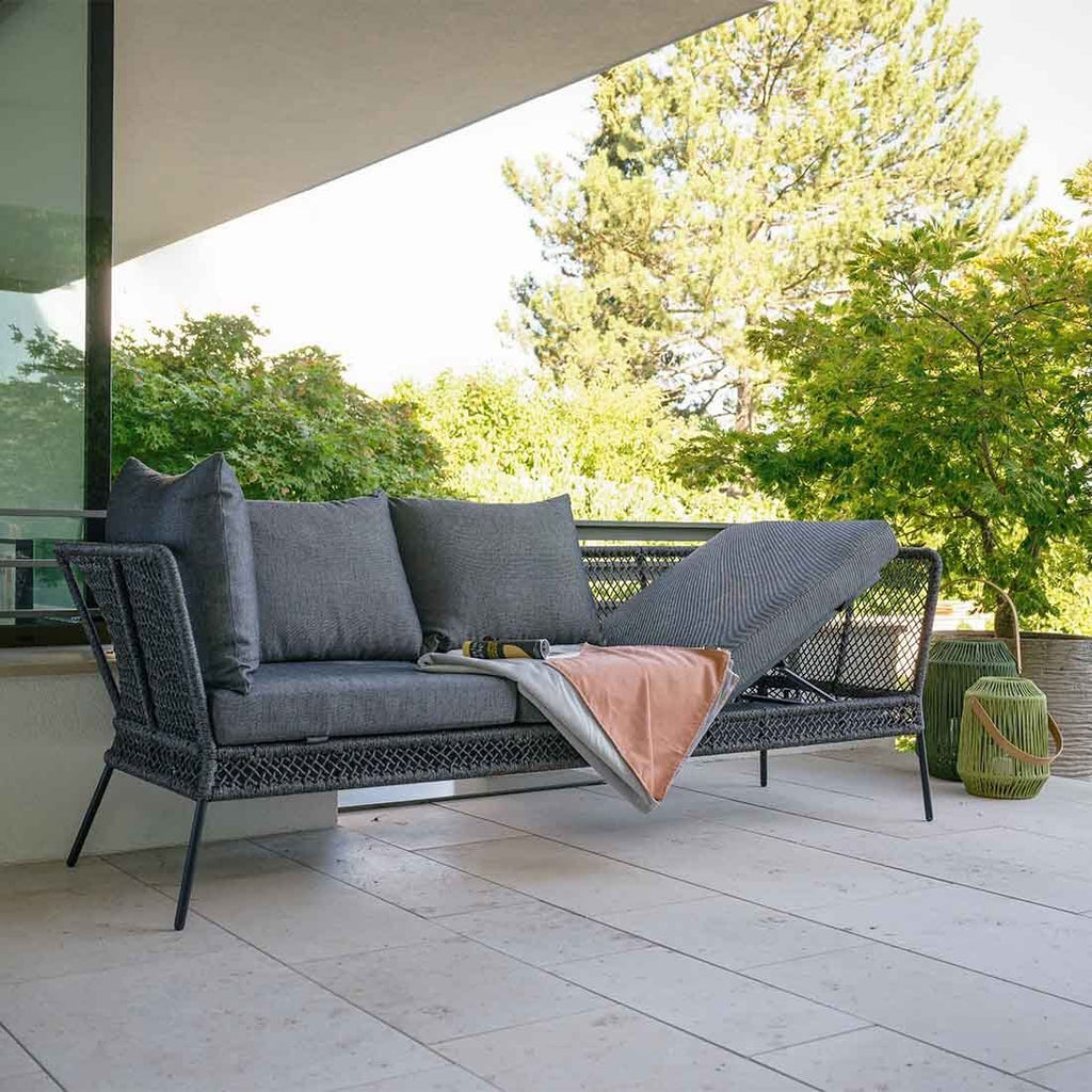Hagesofa Odea justerbar aluminium/tau 244 cm med puter