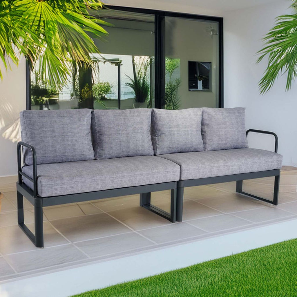 Hagesofa Pandora aluminium/polyester 236 cm forfra